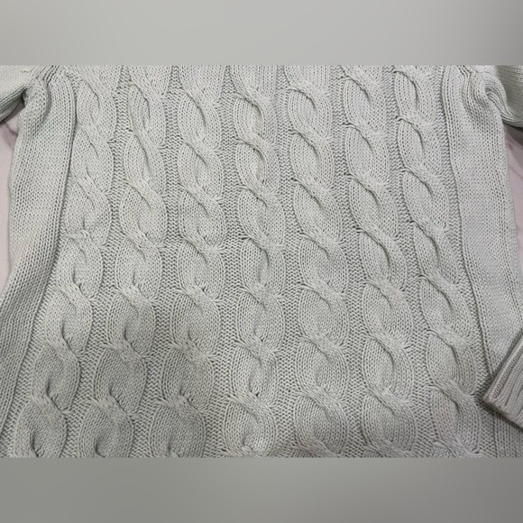 Joy Li Light Blue Cable Knit Sweater Size M 100% Cotton - Picture 3 of 4